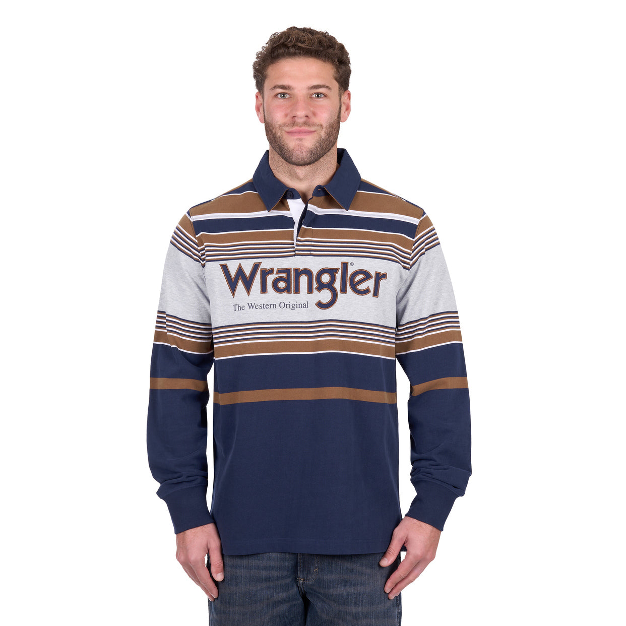 Wrangler Mens Federick Rugby (X6W1552501) Navy/Tan