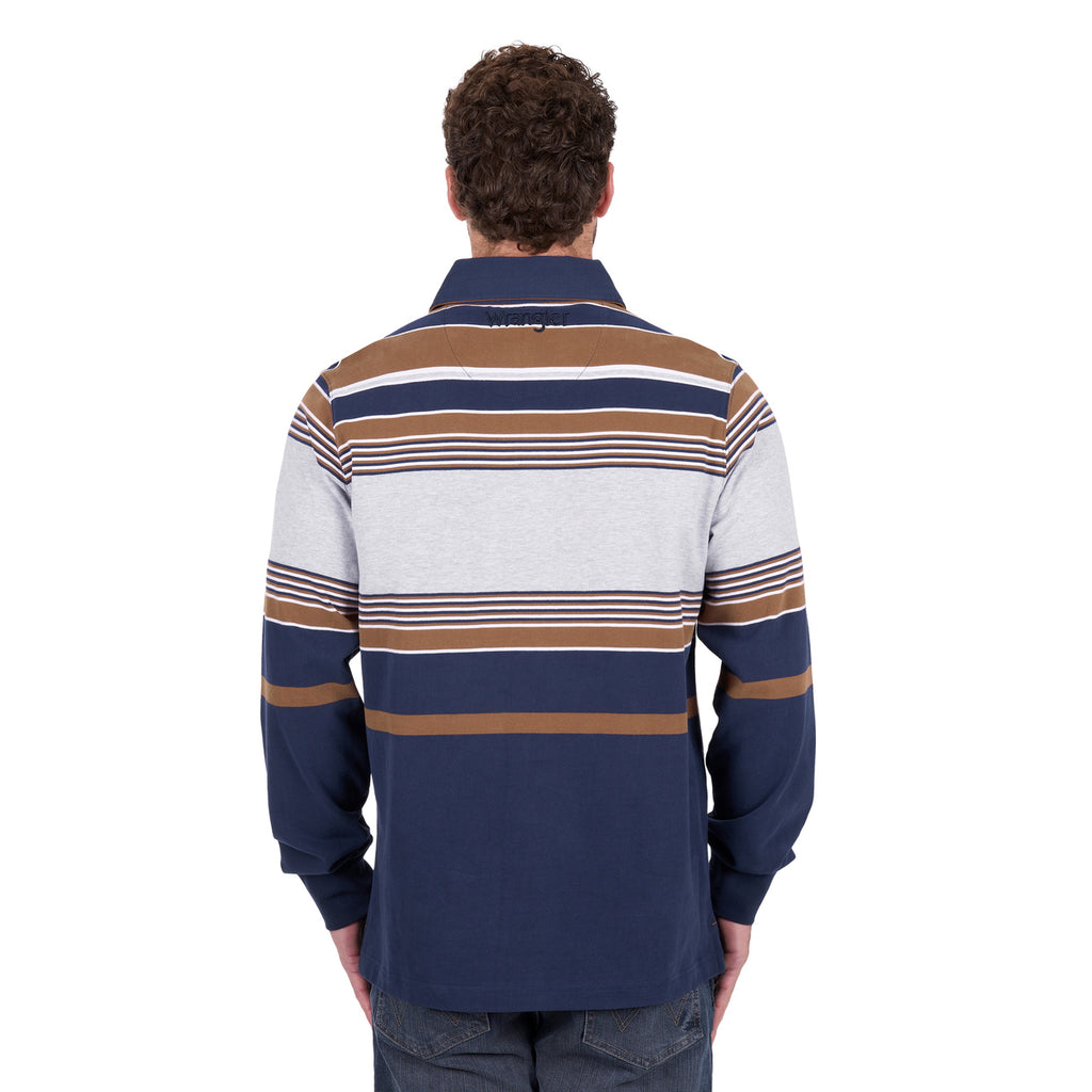 Wrangler Mens Federick Rugby (X6W1552501) Navy/Tan