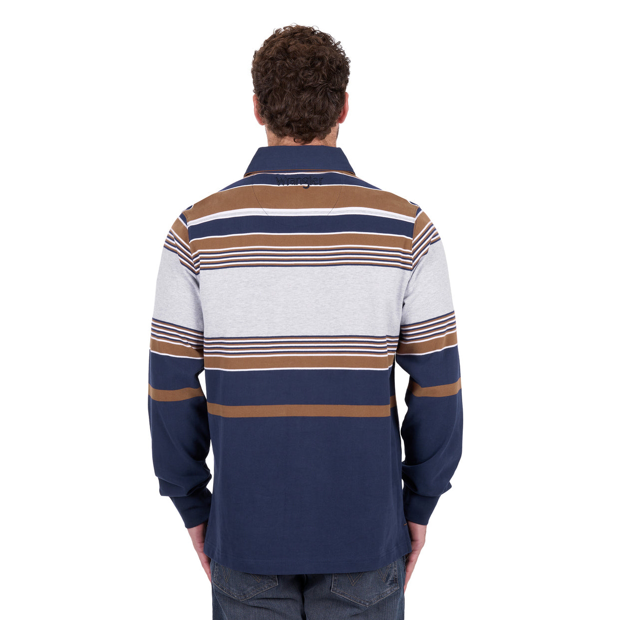 Wrangler Mens Federick Rugby (X6W1552501) Navy/Tan