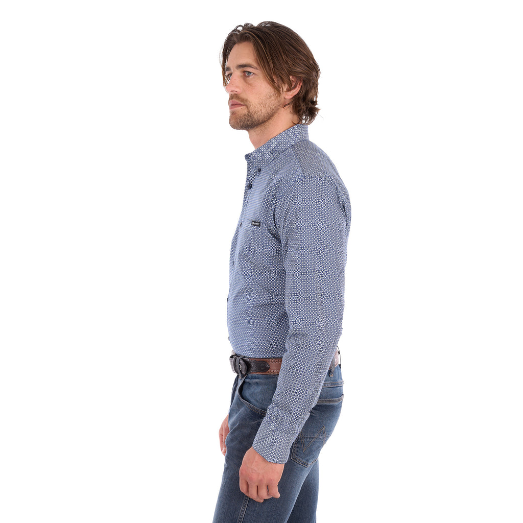 Wrangler Mens Gary L/S Shirt (X6S1115670) Navy/White