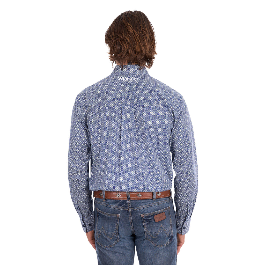 Wrangler Mens Gary L/S Shirt (X6S1115670) Navy/White