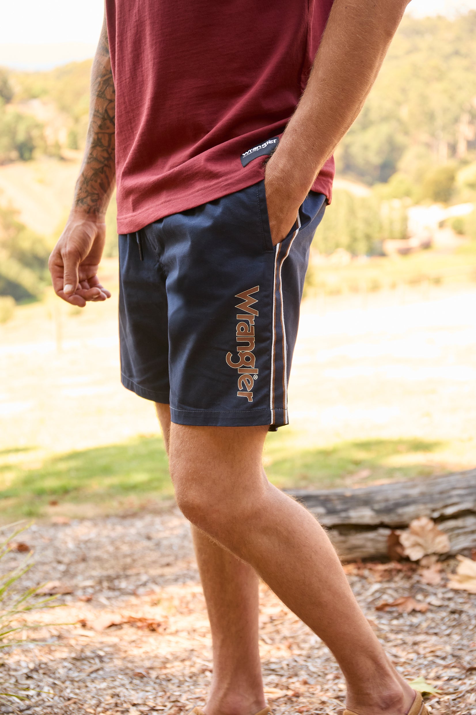 Wrangler Mens Gerry Boardshorts (X6S1302401) Navy/Tan