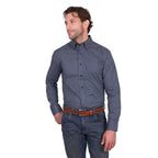 Wrangler Mens Jacob L/S Shirt (X6W1115490) Navy/Tan