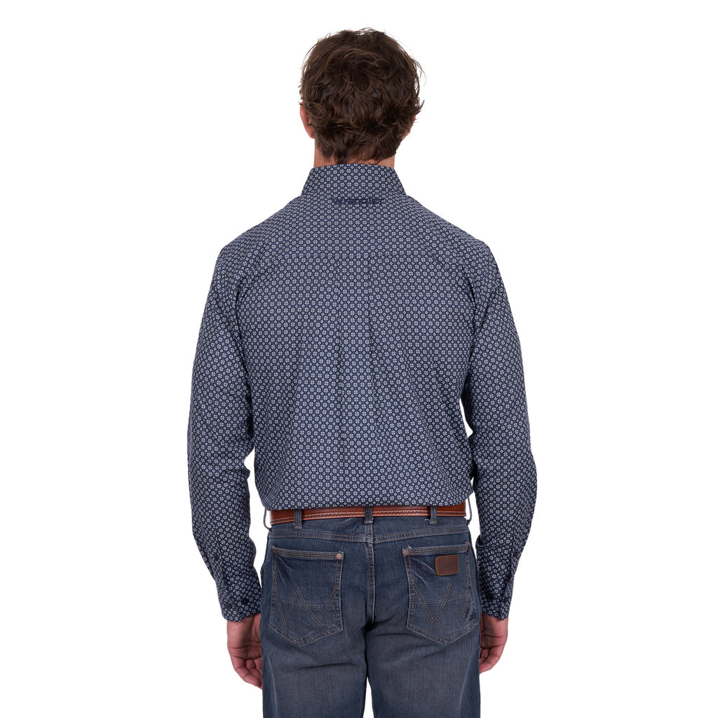 Wrangler Mens Jacob L/S Shirt (X6W1115490) Navy/Tan
