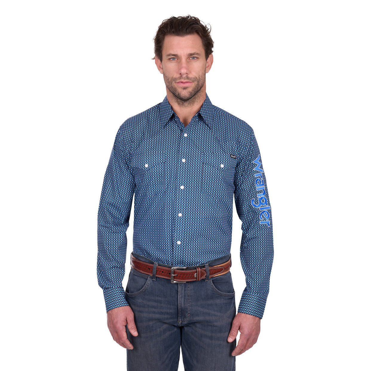 Wrangler Mens Kyle Logo L/S Shirt (X6W1111481) Navy/Blue