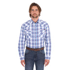 Wrangler Mens Louis Logo L/S Shirt (X6S1111662) Light Blue/Red