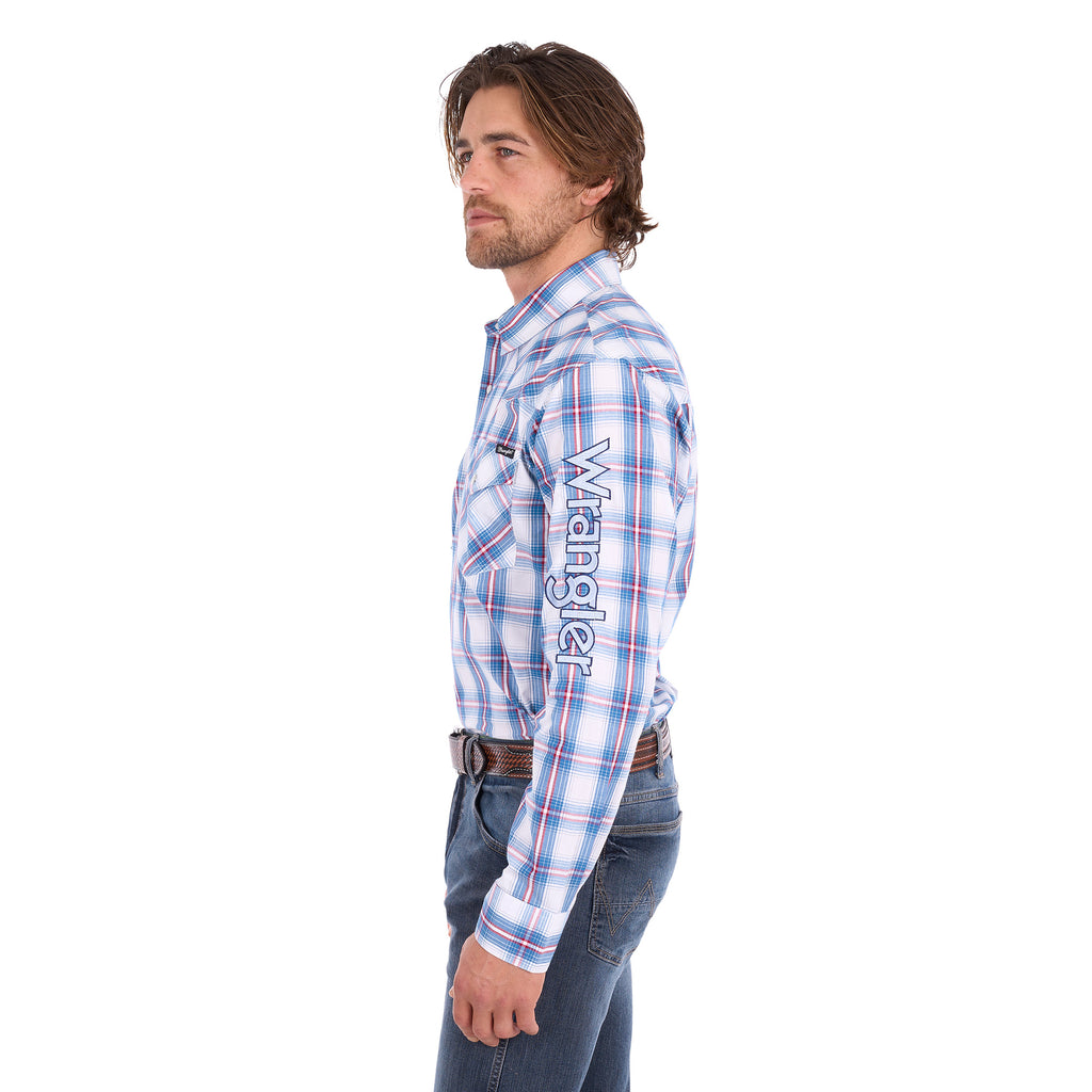 Wrangler Mens Louis Logo L/S Shirt (X6S1111662) Light Blue/Red