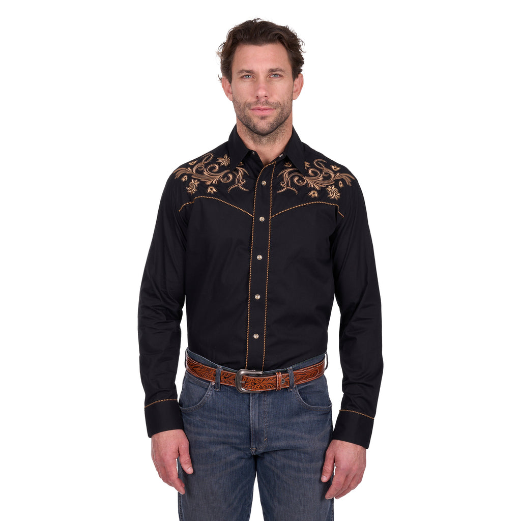 Wrangler Mens Luke Embroided L/S Shirt (X6W1111494) Black