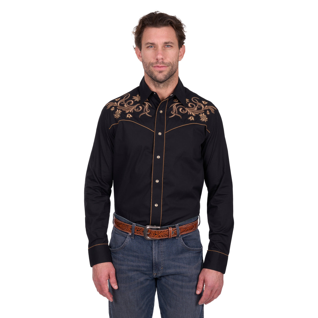 Wrangler Mens Luke Embroided L/S Shirt (X6W1111494) Black