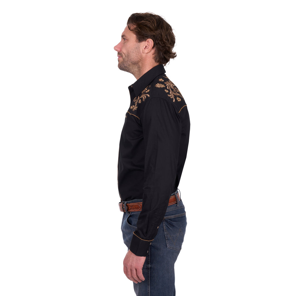 Wrangler Mens Luke Embroided L/S Shirt (X6W1111494) Black