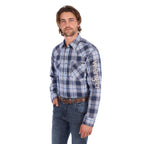 Wrangler Mens Mario Logo L/S Shirt (X6S1111660) Navy/Tan