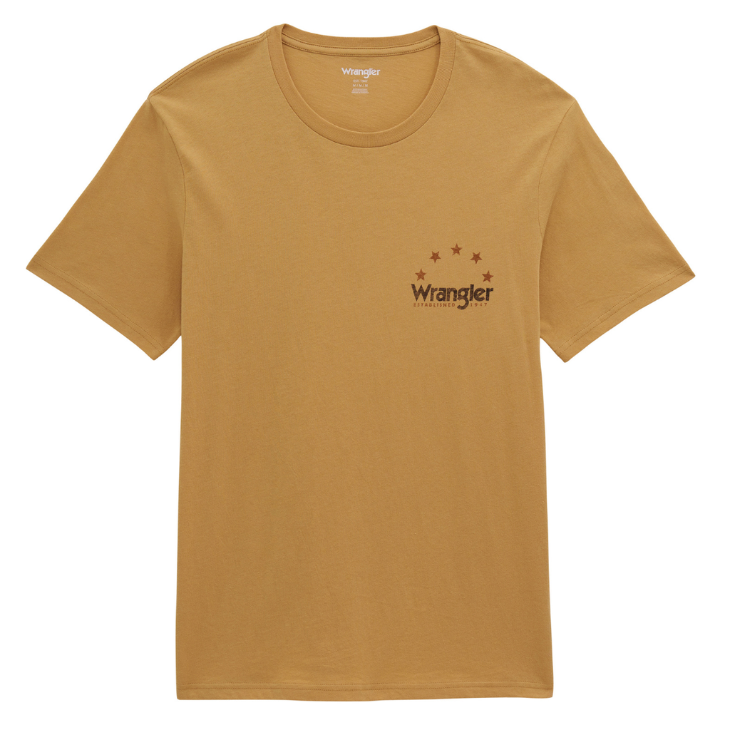 Wrangler Mens Regular Fit S/S Tee (112380268) Curry Heather Flat Lay Front