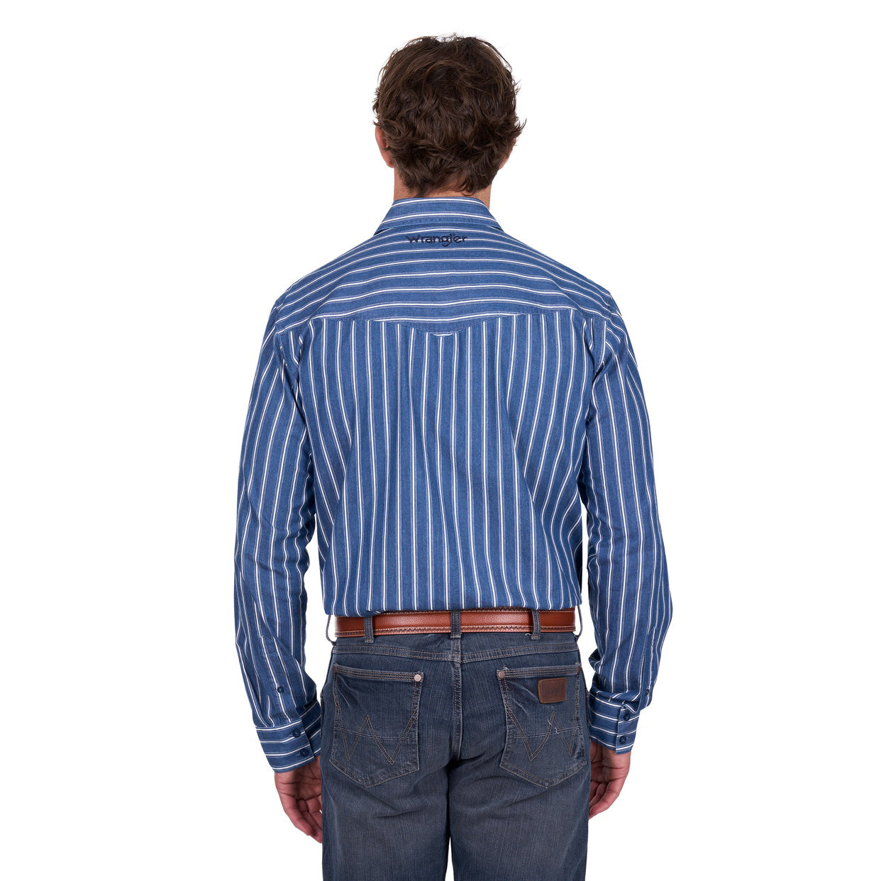Wrangler Mens Roy L/S Shirt (X6W1111487) Denim/White