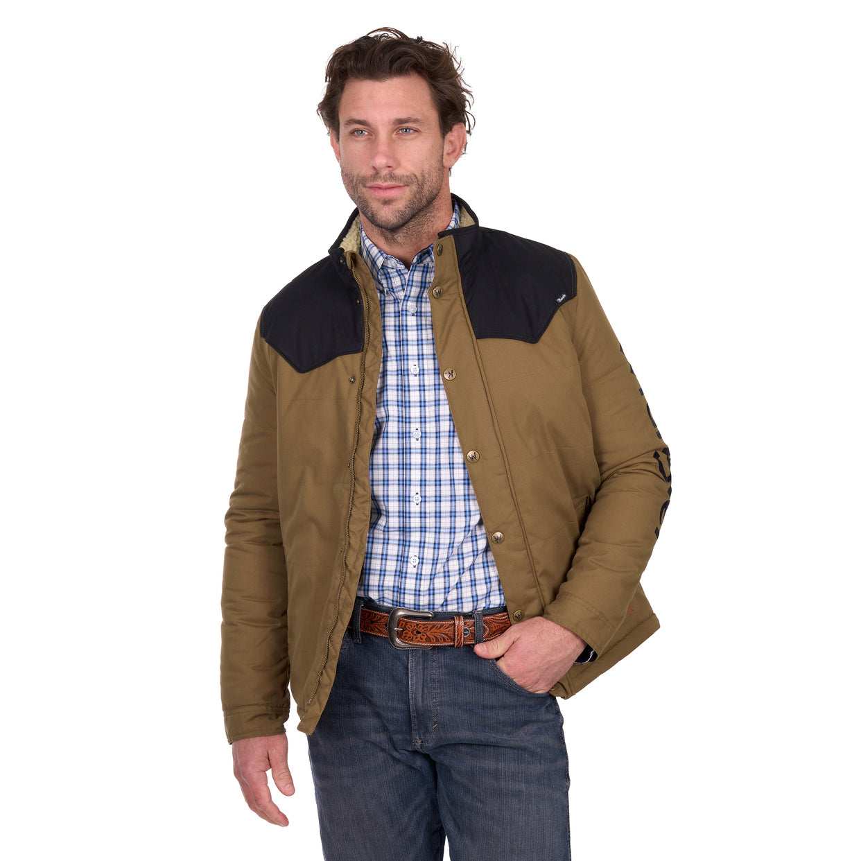 Wrangler Mens Ruben Jacket (X6W1771521) Dark Tan/Black