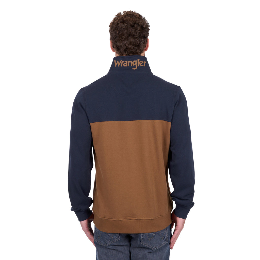 Wrangler Mens Steve 1/4 Zip Pullover (X6W1573511) Navy/Tan