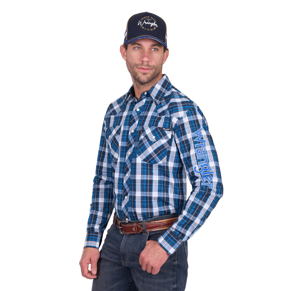 Wrangler Mens Tony Logo L/S Shirt (X6W1111483) Navy/Royal