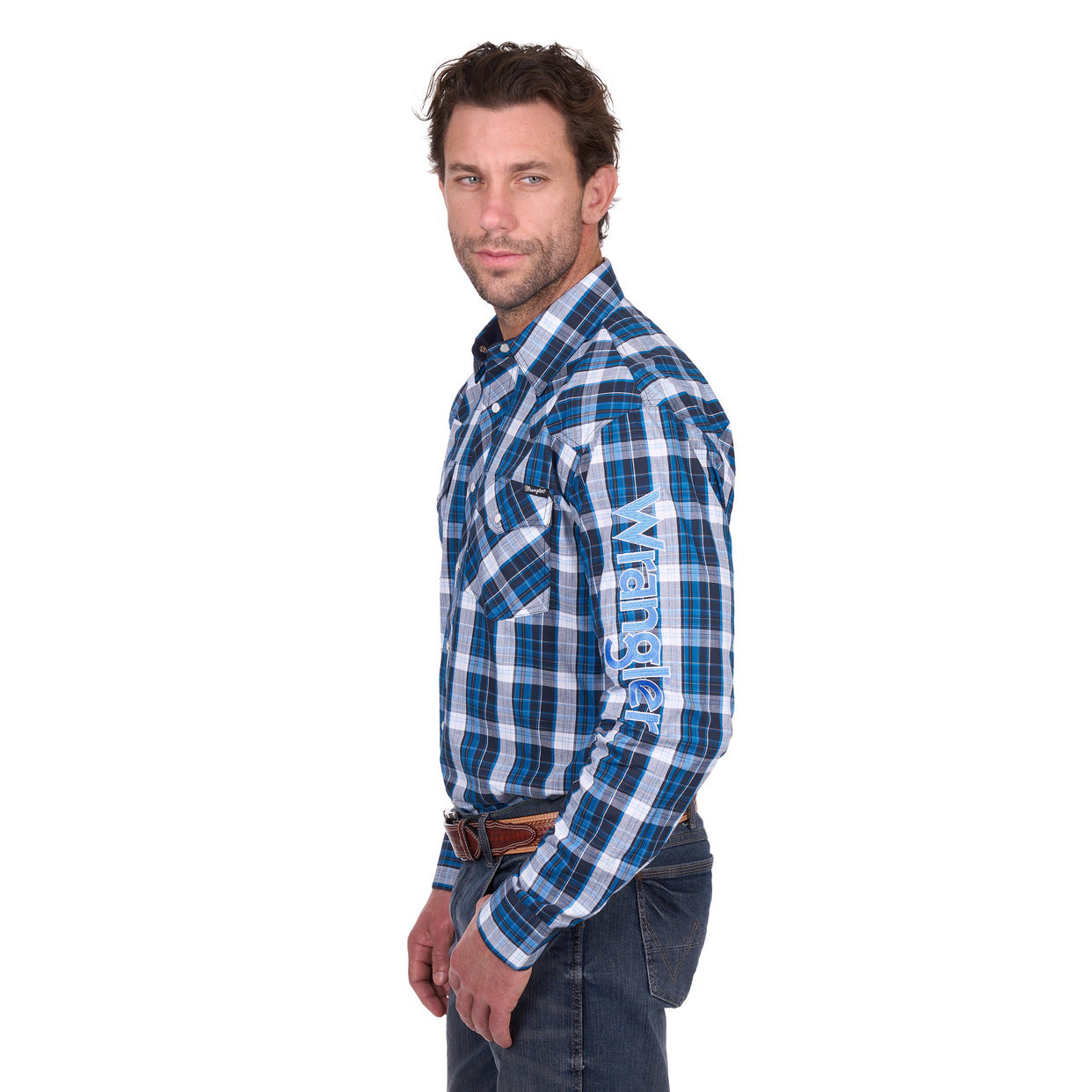 Wrangler Mens Tony Logo L/S Shirt (X6W1111483) Navy/Royal