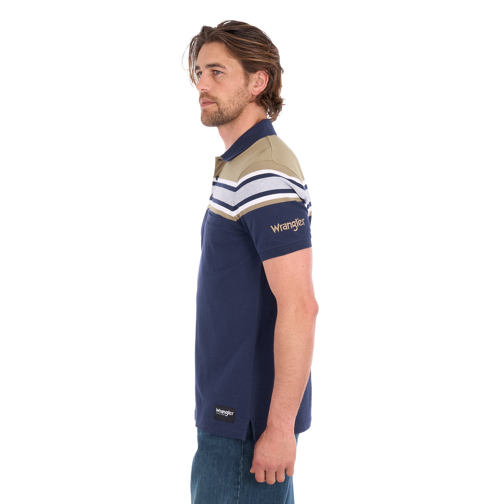 Wrangler Mens Tyrone S/S Polo (X6S1560678) Navy/Tan