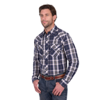 Wrangler Mens Wayne L/S Shirt (X6W1112480) Navy/Tan
