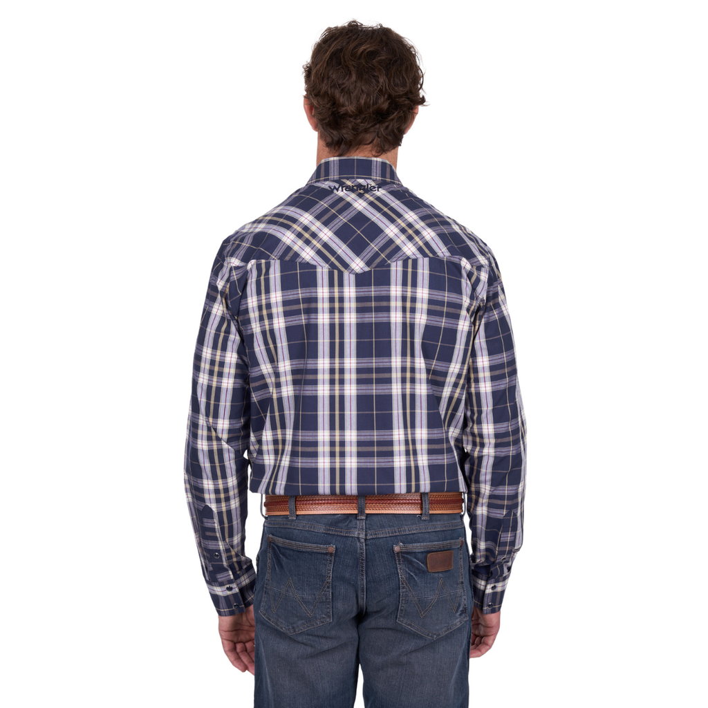 Wrangler Mens Wayne L/S Shirt (X6W1112480) Navy/Tan