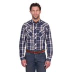 Wrangler Mens Wayne L/S Shirt (X6W1112480) Navy/Tan