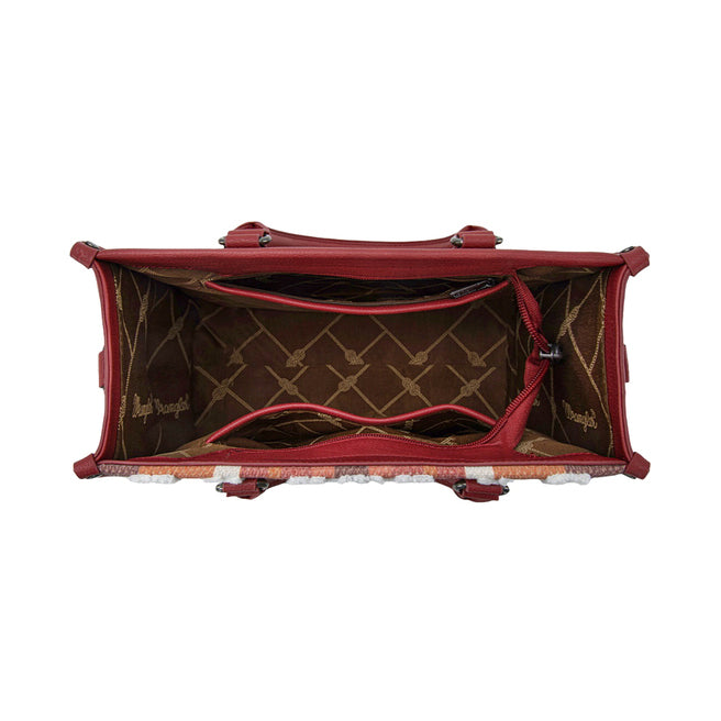 Wrangler Southwestern Cilia Crossbody Tote Bag (X6S4940BAG) Burgundy Inside