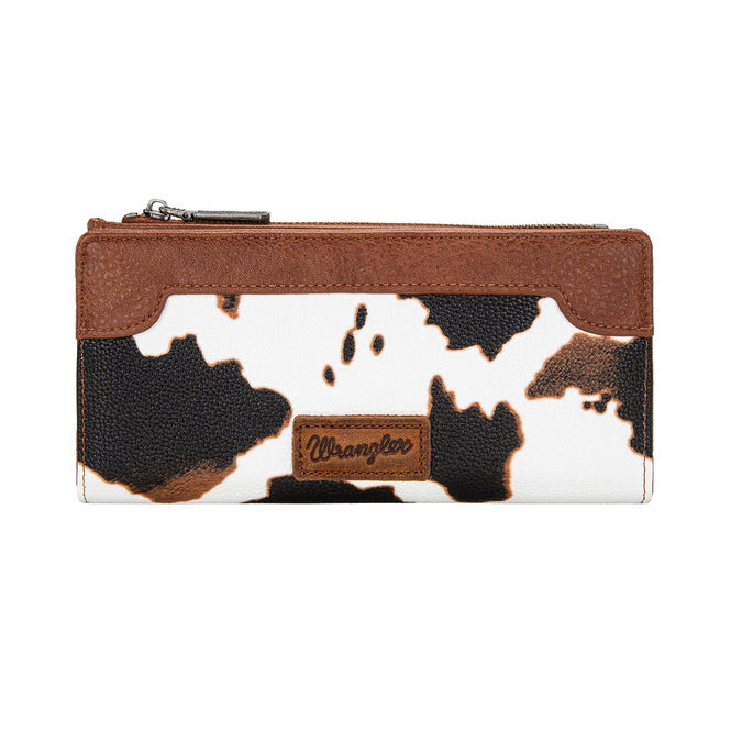 Wrangler  Southwestern Cow Print Slim Wallet (X6S4934WLT) Tan Front