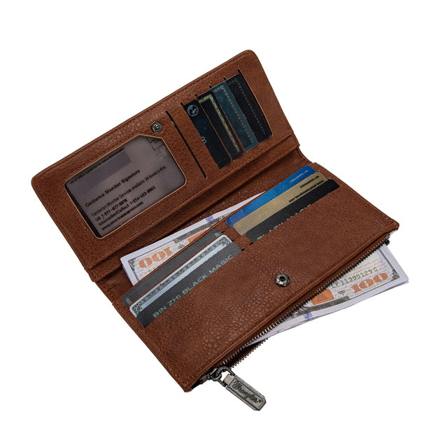 Wrangler  Southwestern Cow Print Slim Wallet (X6S4934WLT) Tan Inside
