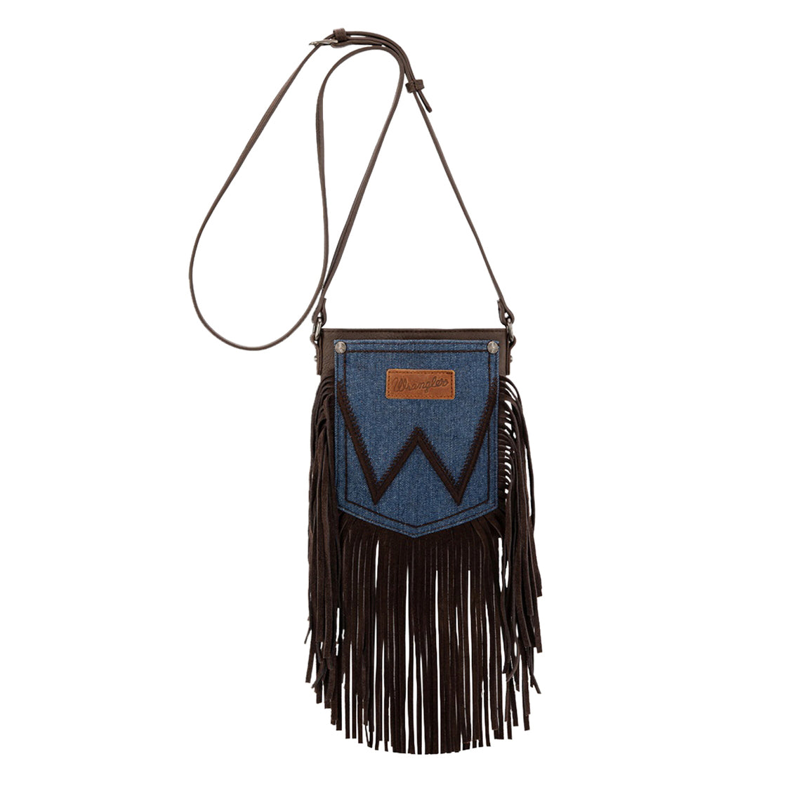 Wrangler Southwestern Denim Pocket Fringe Bag (X6S4931BAG) Chocolate Front