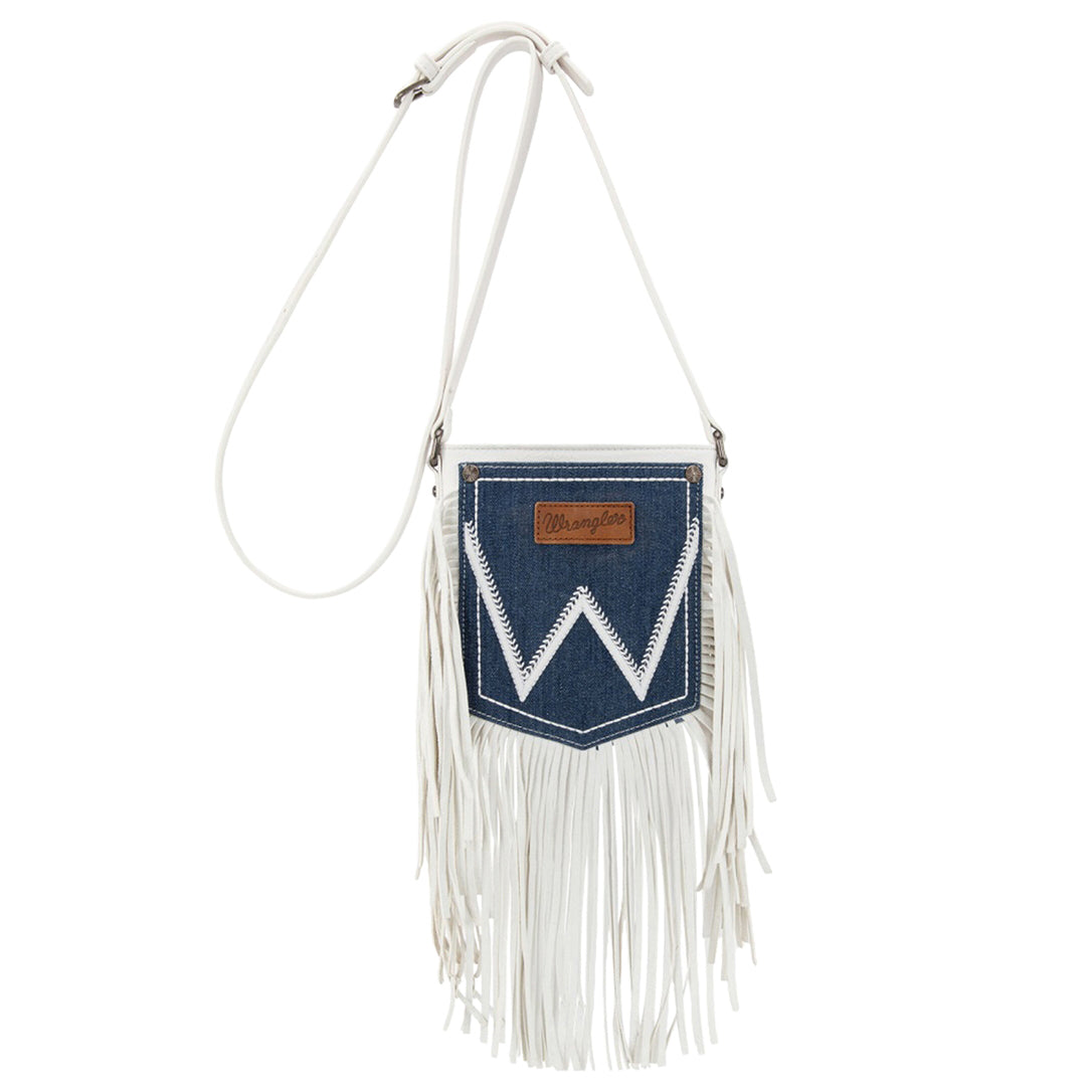 Wrangler Southwestern Denim Pocket Fringe Bag (X6S4931BAG) White Front