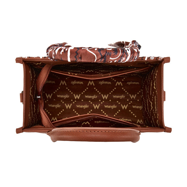 Wrangler Southwestern Paisley Crossbody Bag (X6S4923BAG) Tan Inside