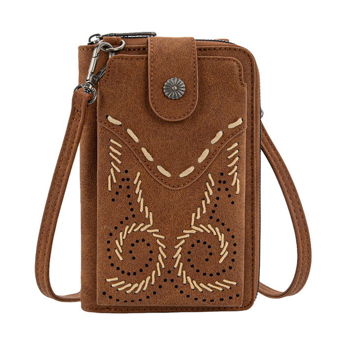 Wrangler Southwestern Swirl Phone Wallet Bag (X6S4939BAG) Tan Front