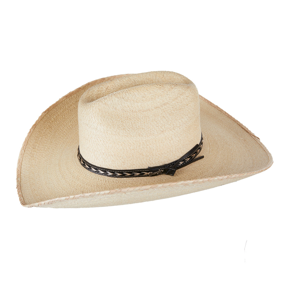A 3-4 front view of a Wrangler Unisex Martinez Straw Hat (XCP1937HAT) on a white background.