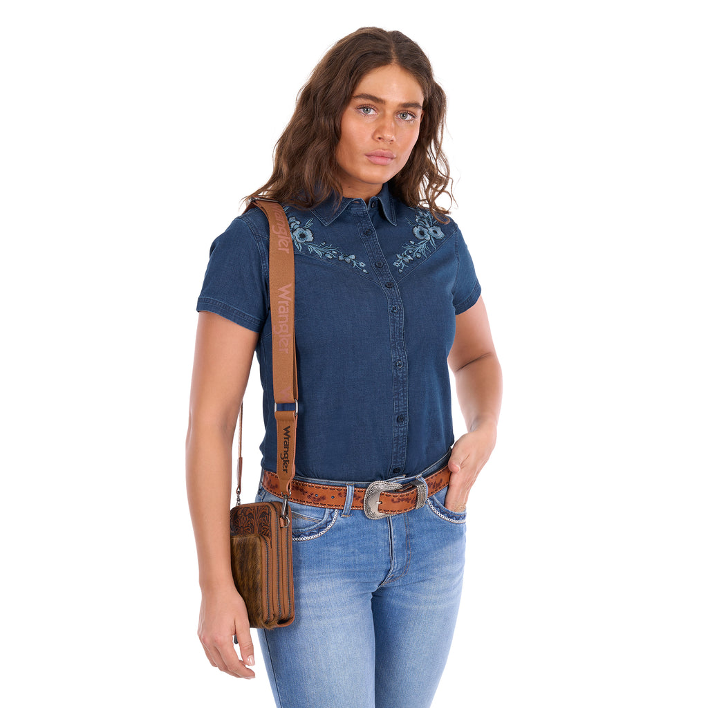 Wrangler Womens Charlie S/S Shirt (X6S2107611) Dark Denim