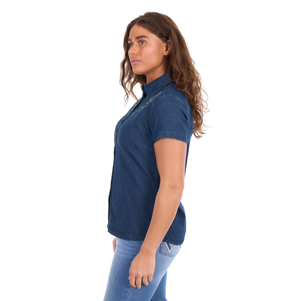Wrangler Womens Charlie S/S Shirt (X6S2107611) Dark Denim