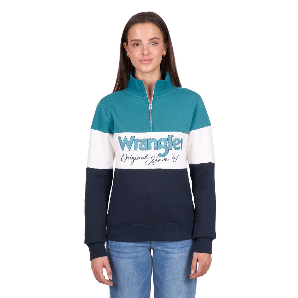 Wrangler Womens Dana 1/4 Zip Pullover (X6W2597549) Navy/Teal