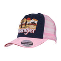 Wrangler Womens Darla High Profile Ponytail Trucker Cap (X6W2938CAP) Navy/Pink OSFM