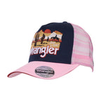 Wrangler Womens Darla High Profile Ponytail Trucker Cap (X6W2938CAP) Navy/Pink OSFM