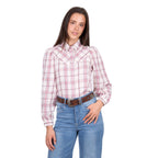 Wrangler Womens Henley L/S Shirt (X6W2129562) Ivory/Pink