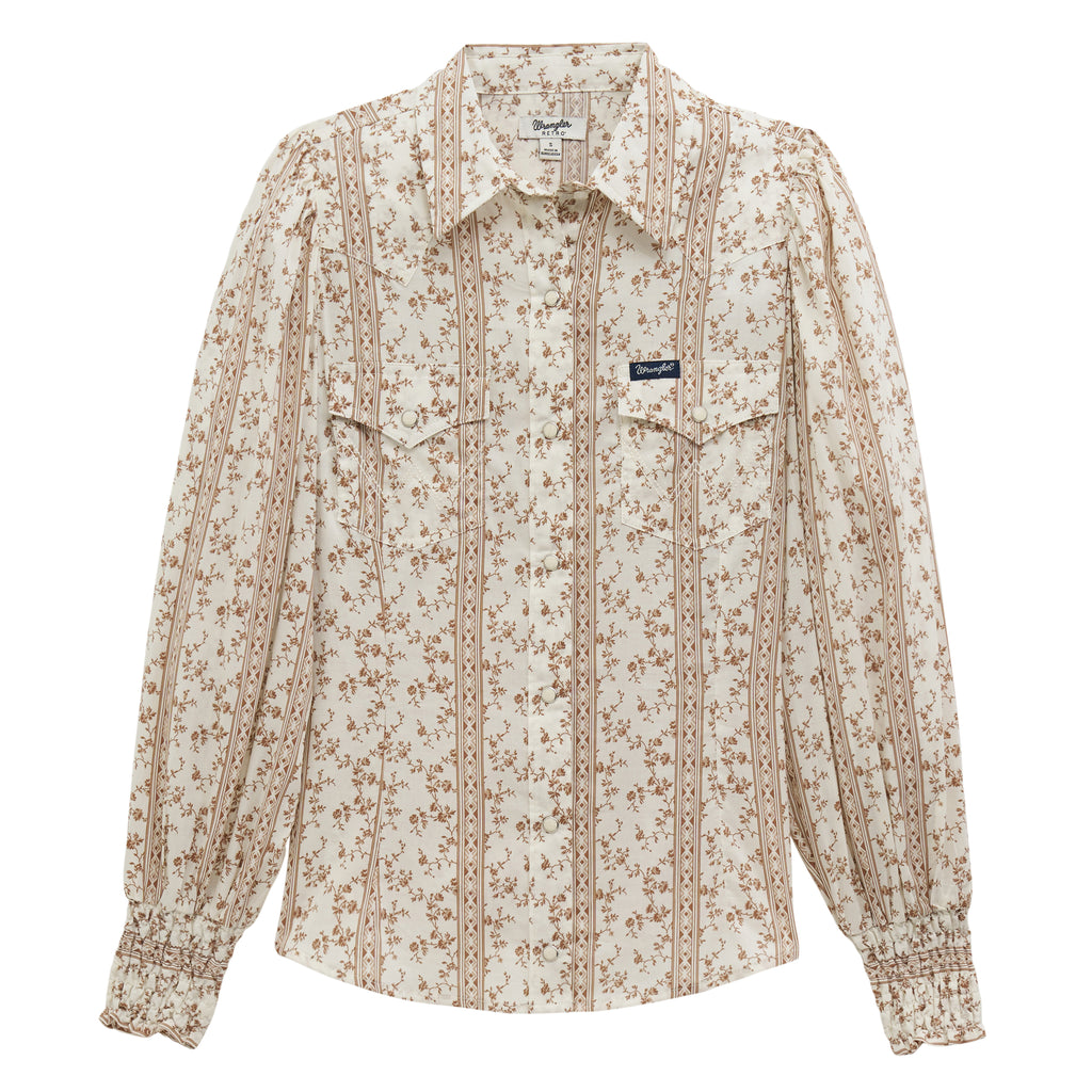 Wrangler Womens L/S Puff Blouse (112382517) White