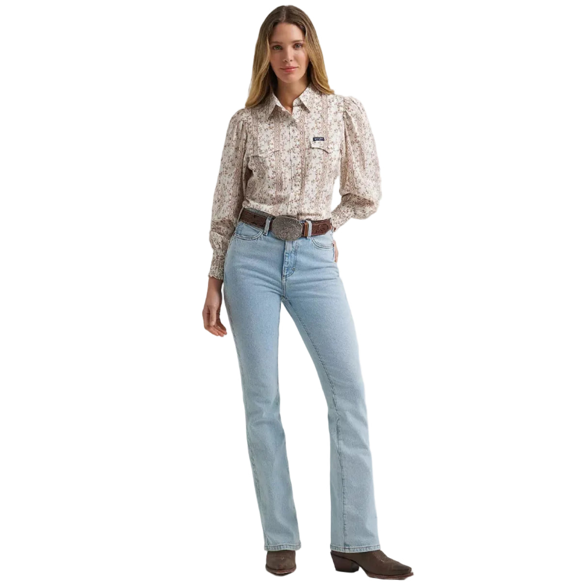 Wrangler Womens L/S Puff Blouse (112382517) White