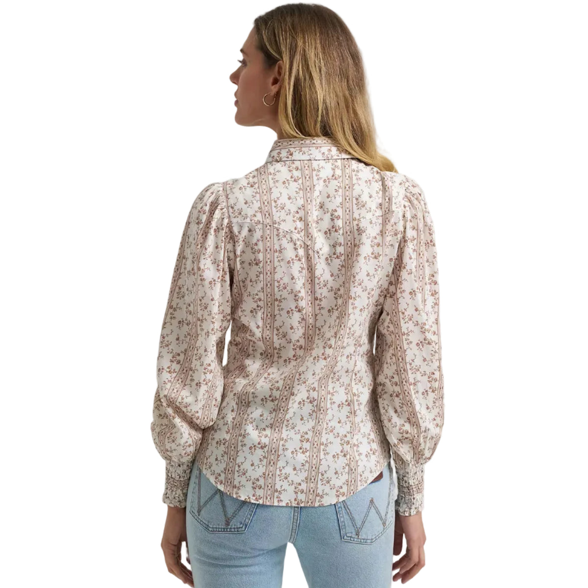 Wrangler Womens L/S Puff Blouse (112382517) White
