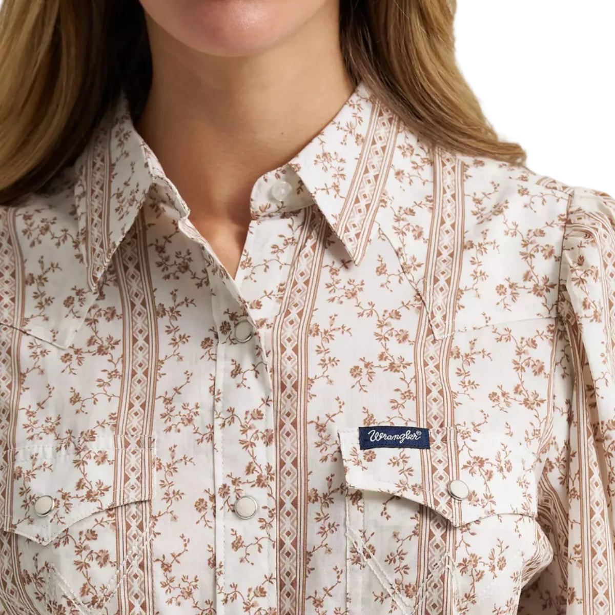 Wrangler Womens L/S Puff Blouse (112382517) White