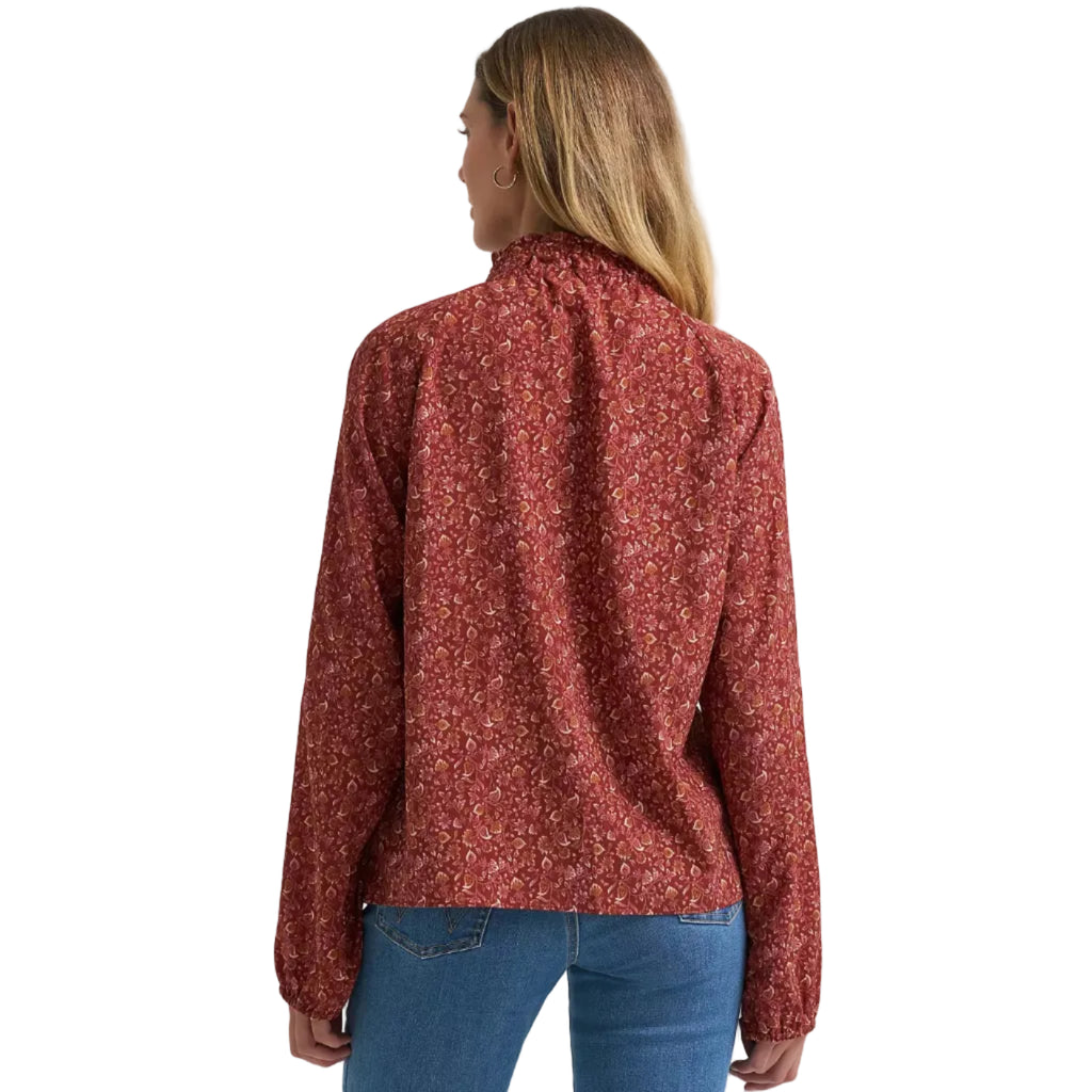 Wrangler Womens L/S Ruffle Blouse (112382526) Burgundy