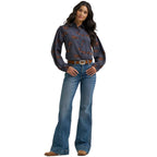 Wrangler Womens L/S Ruffle Shirt (112382747) Blue