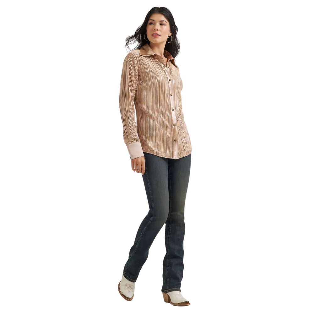Wrangler Womens Lainey L/S Snap Shirt (112382814) Rose Gold