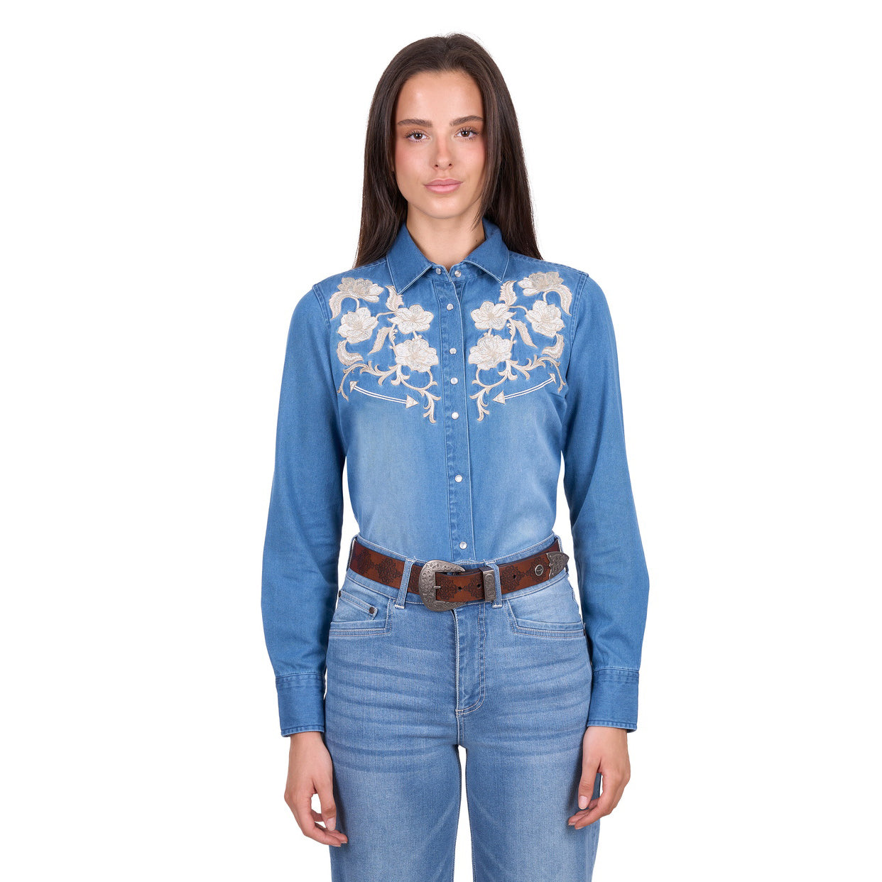 Wrangler Womens Louise LS Shirt (X6W2127265) Denim