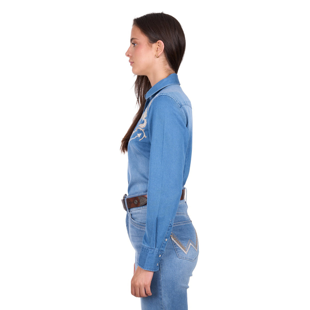 Wrangler Womens Louise LS Shirt (X6W2127265) Denim