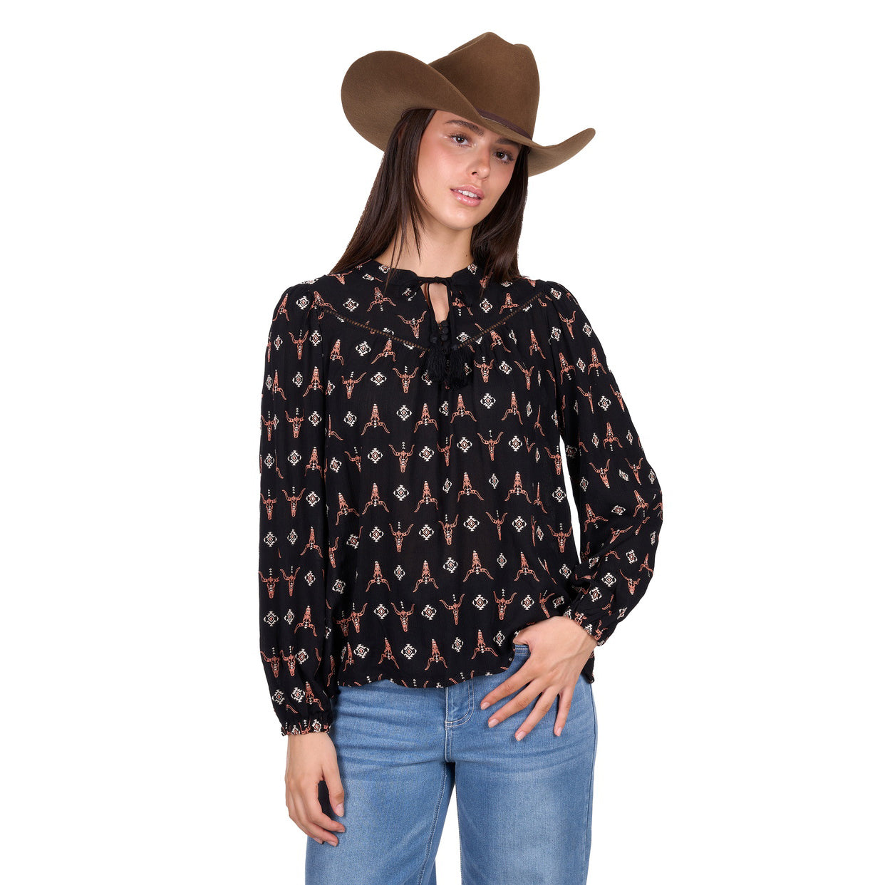Wrangler Womens Lucille L/S Blouse (X6W2513556) Black