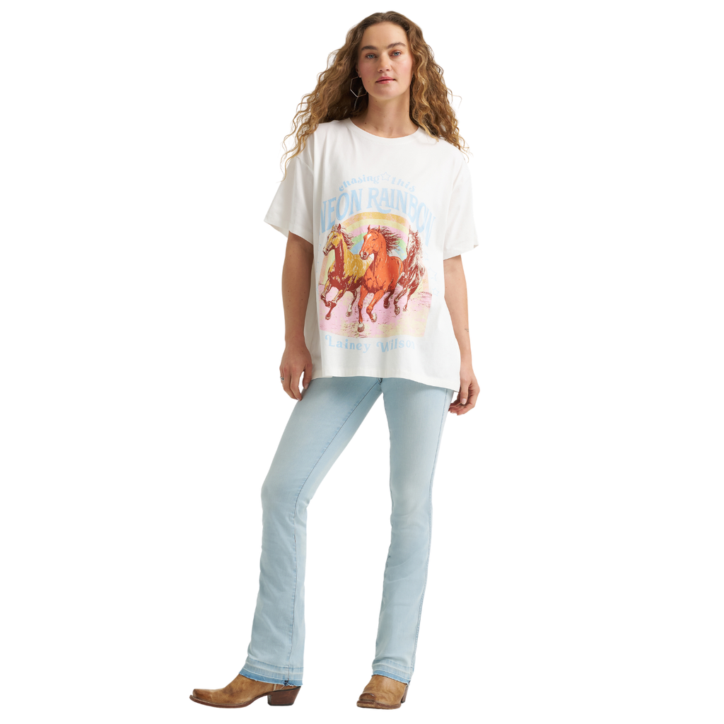 Wrangler x Lainey Wilson Womens Neon Rainbow S/S Tee (112382813) White